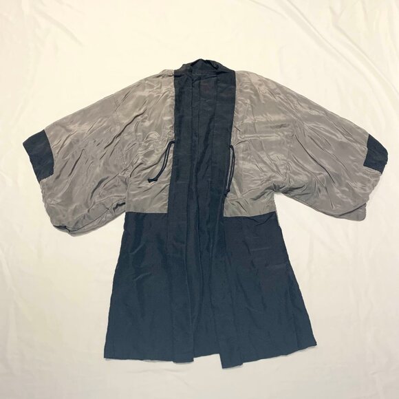 VTG 50s/60s 100% Silk Handmade Japanese Kimono Reversable Large Print Artwork - Picture 3 of 9